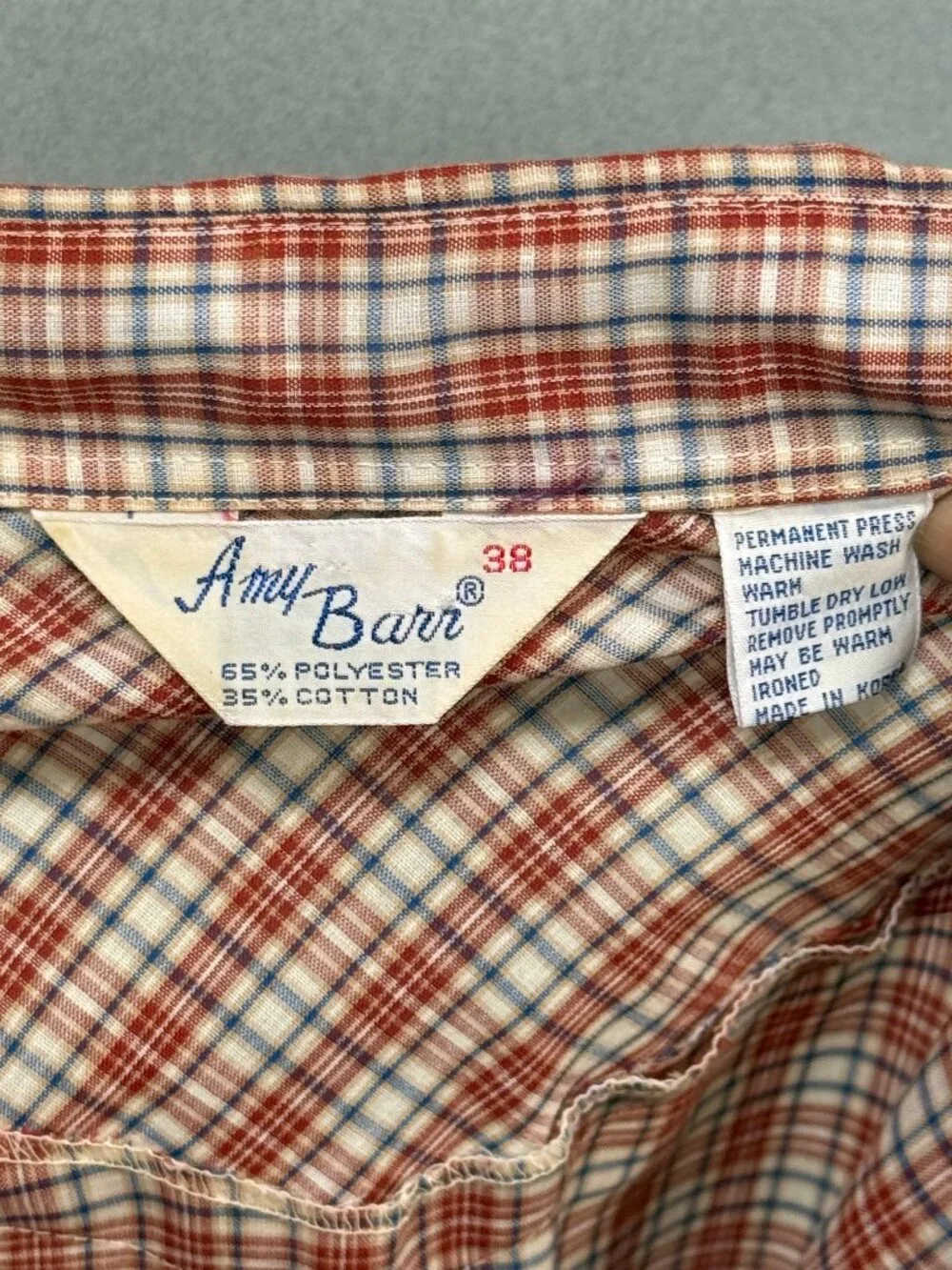 70s Amy Barr Red Plaid Pearl Snap Western Shirt Women's M/38 Equestrian Cowgirl